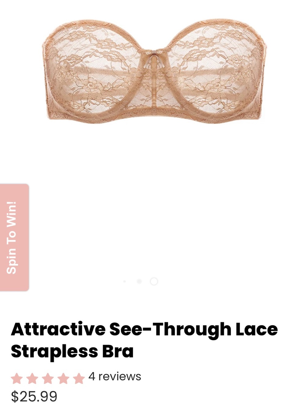 NWT Dobreva Strapless Lace Bra in Natural